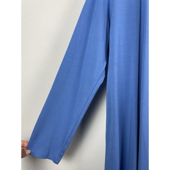 J. Jill Cardigan Wearever Rayon Jersey Stretch Open Front Long Sleeve Blue Sz MP - Picture 2 of 7